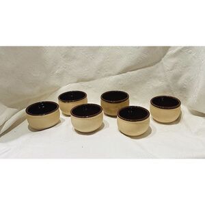 Watt Ovenware USA Brown Drip Glaze Ramekins Baking Bowls Set 6 Rustic Farmhouse